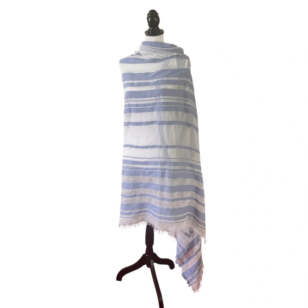 NWOT VINCE Striped Cashmere Blend Sarong/Scarf in Blue